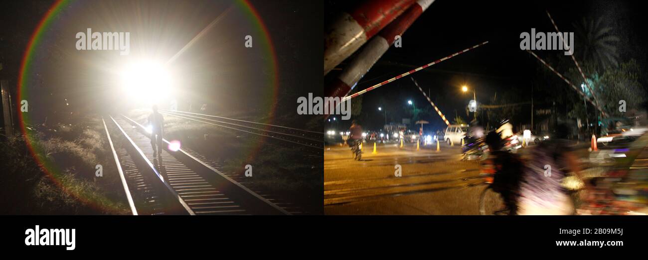 Les accidents aux passages à niveau ont augmenté ces dernières années. La raison principale réside dans l'insouciance des gardes ainsi que des conducteurs. Bangladesh. 3 Septembre 2011. Une des images de photo Story, Tears on Highways, de Noor Alam. Banque D'Images