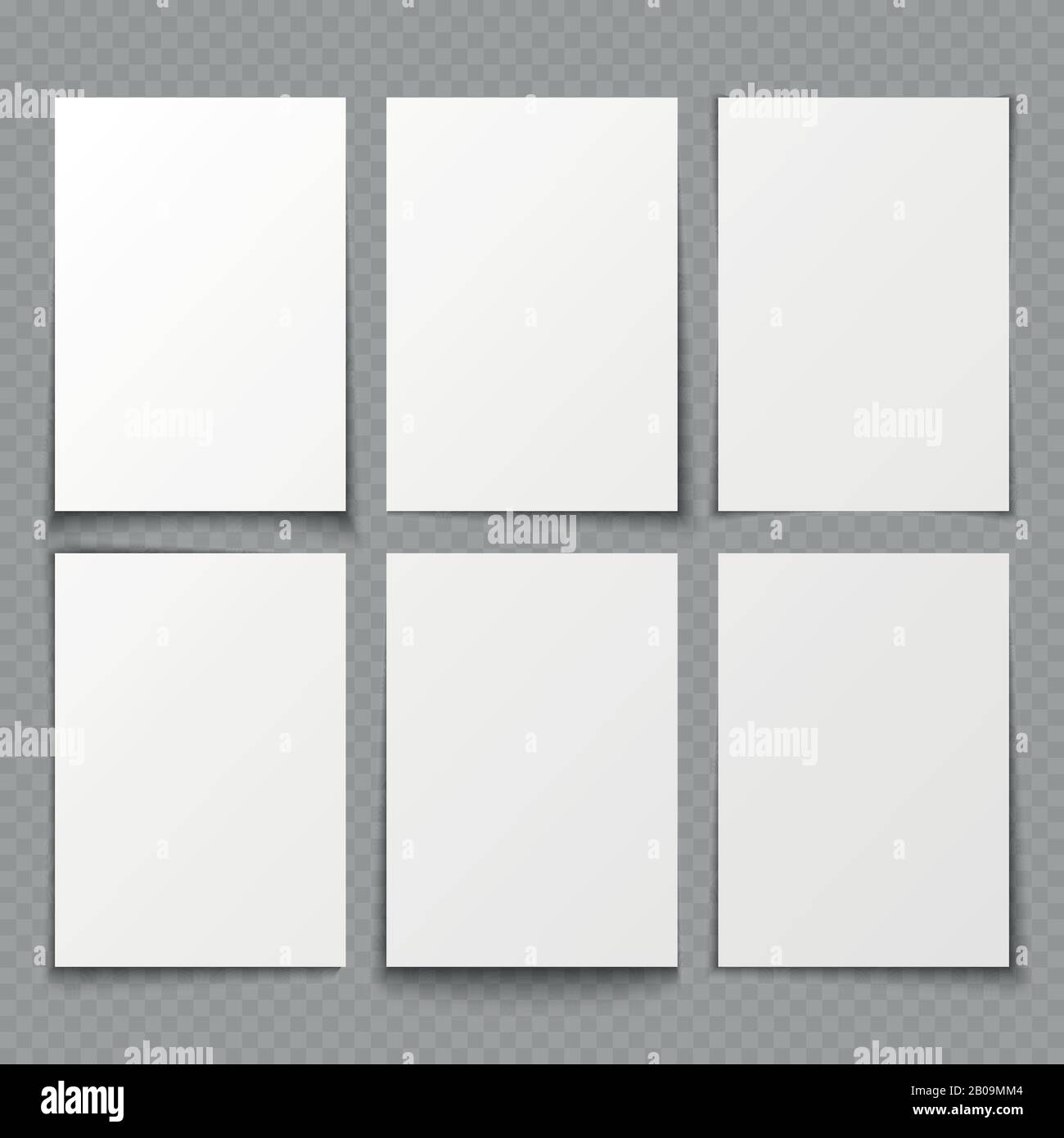 4 feuilles vierges de papier blanc avec différents effets d'ombre. Modèles vectoriels pour la présentation. Collection de feuilles de papier de l'illustration Illustration de Vecteur