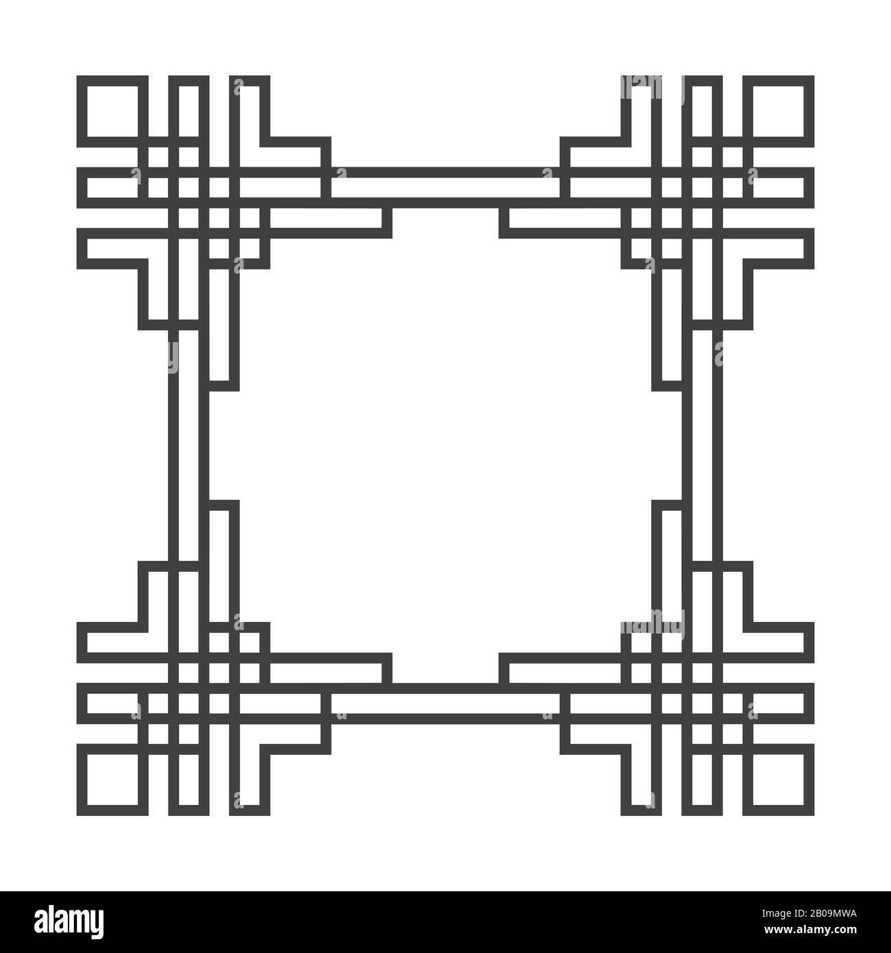 Cadre rétro vectoriel carré asiatique en noir et blanc. Illustration de la structure abstraite Illustration de Vecteur