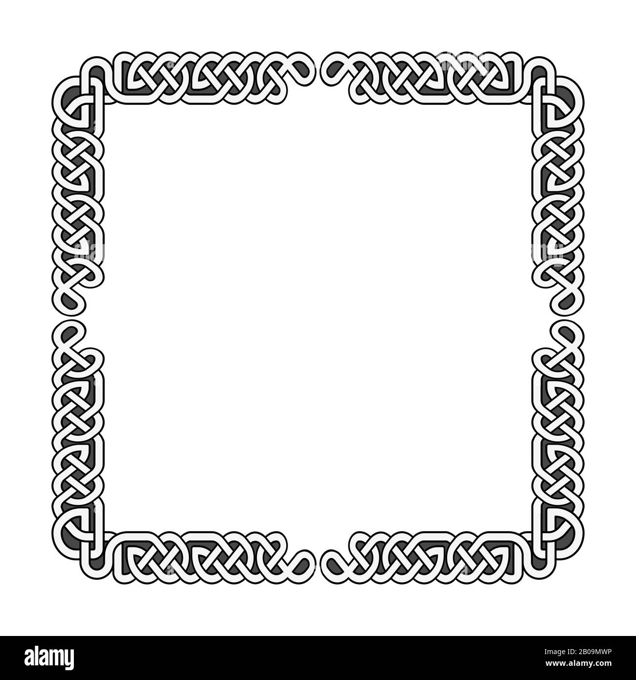 Celtic noeuds vecteur médiéval cadre en noir et blanc. Illustration d'éléments décoratifs tribaux anciens Illustration de Vecteur
