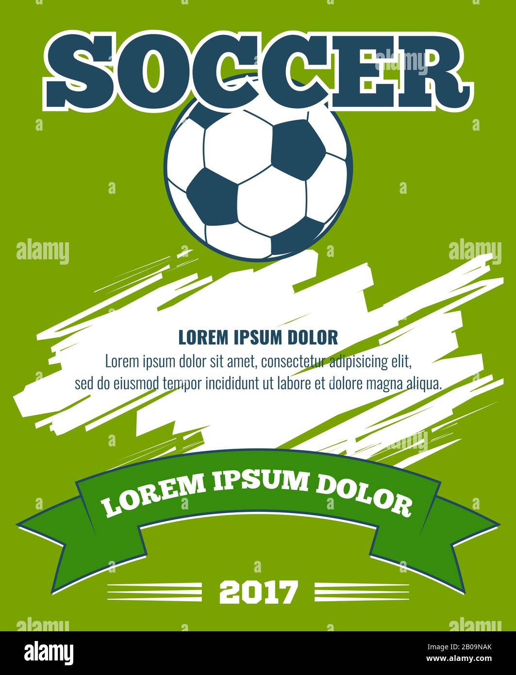 Modèle d'affiche vectorielle verte du ballon de football. Championnat d'illustration de football Illustration de Vecteur