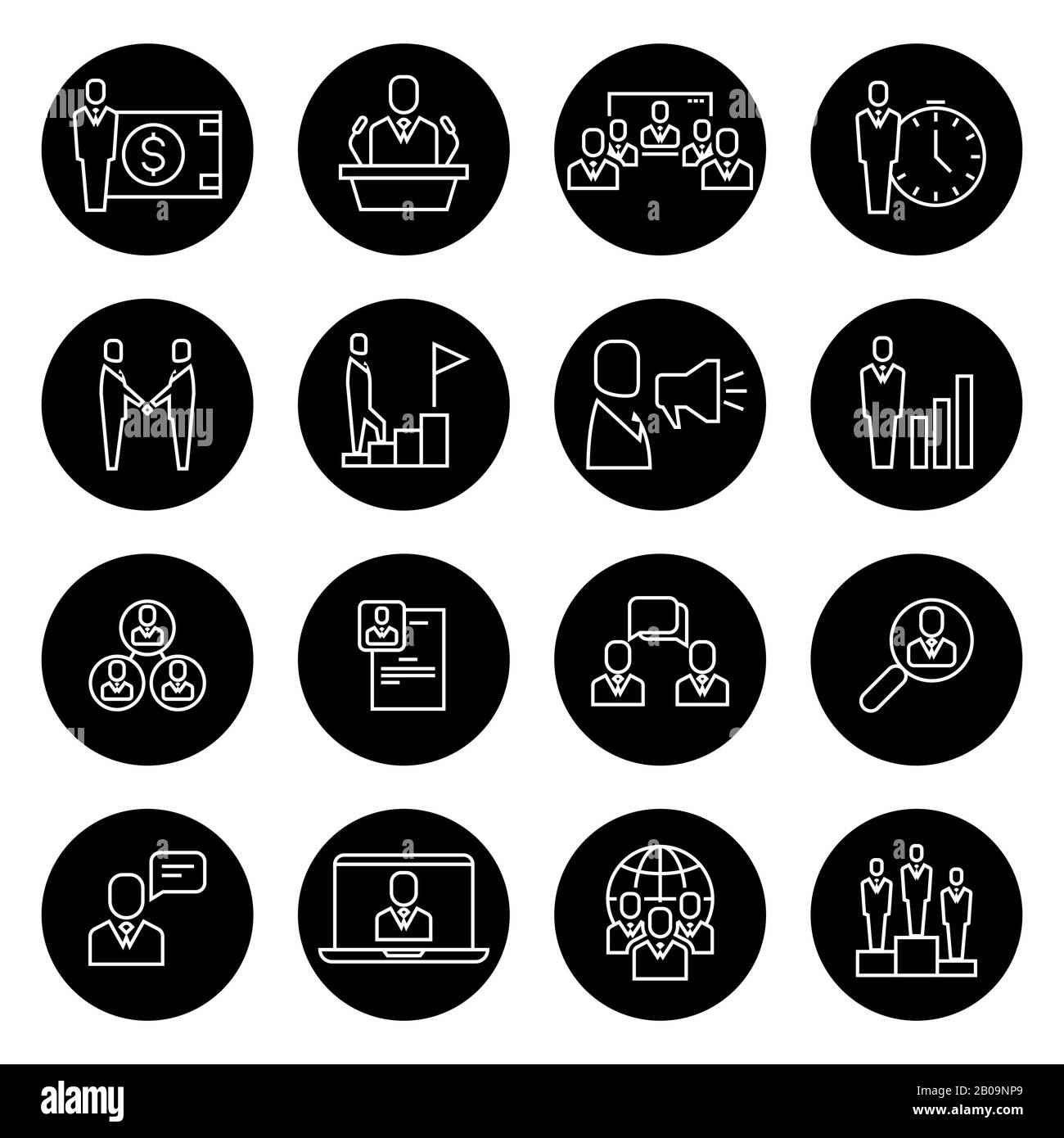 Relation d'équipe avec les personnes d'affaires, ligne fine de gestion humaine. Stratégie de l'employé de travail de l'entreprise,. Illustration vectorielle Illustration de Vecteur