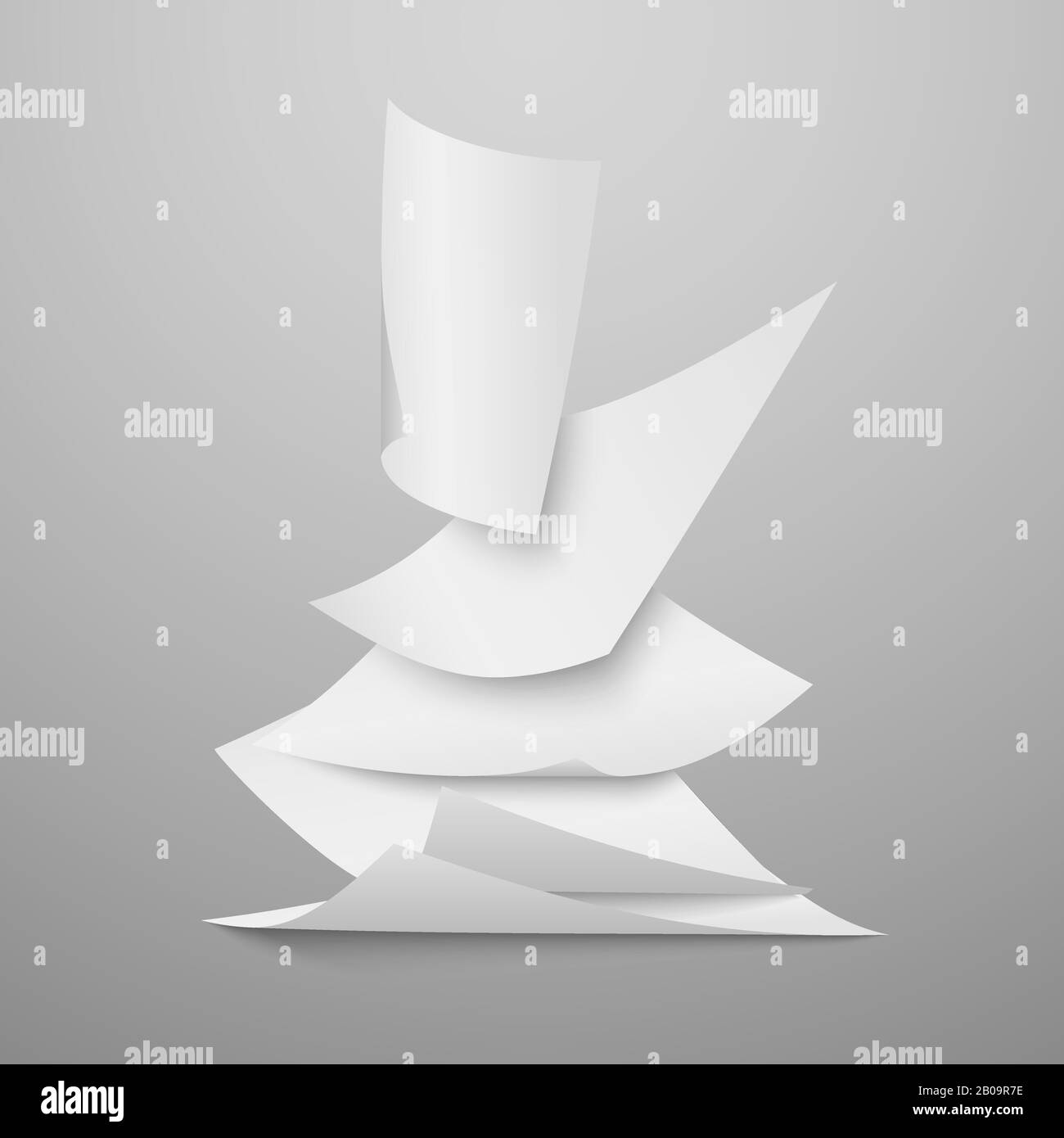 Chute de documents blancs, illustrations vectorielles de pages. Papier vierge transparent, illustration de la feuille de papier de fichier dans l'espace Illustration de Vecteur