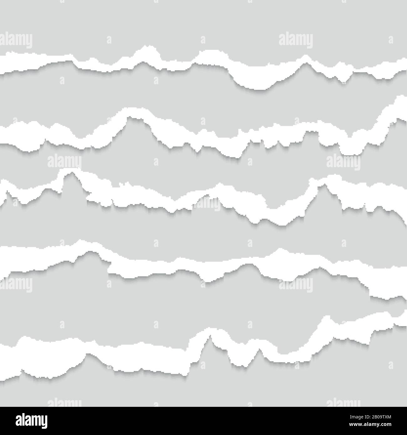 Papier déchiré, papier déchiré, jeu de vecteurs de bord. Illustration du diviseur de la feuille de papier Illustration de Vecteur