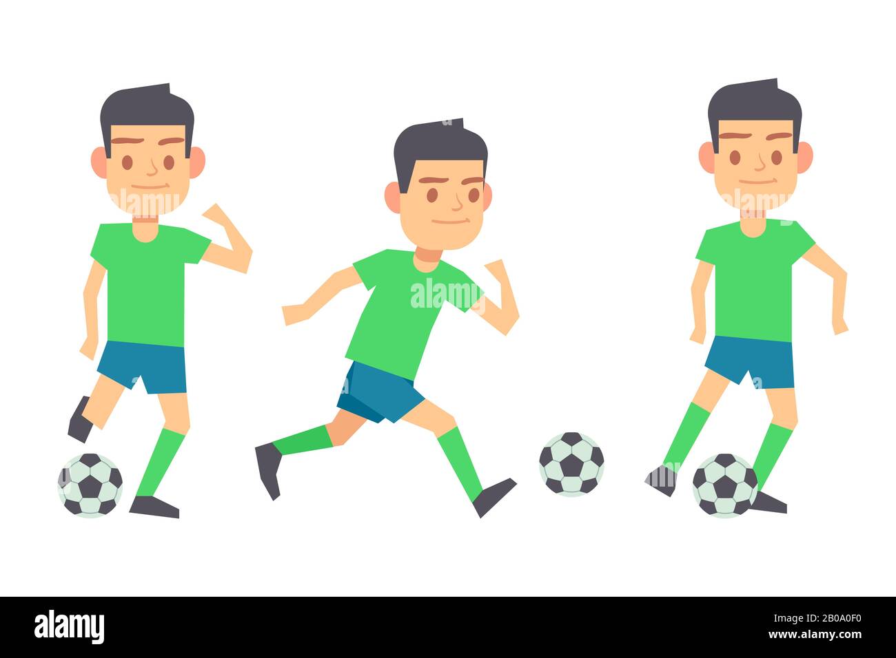 Joueurs de football avec balles vectorielles ensemble isolé blanc. Équipe en train de courir avec illustration de balle Illustration de Vecteur