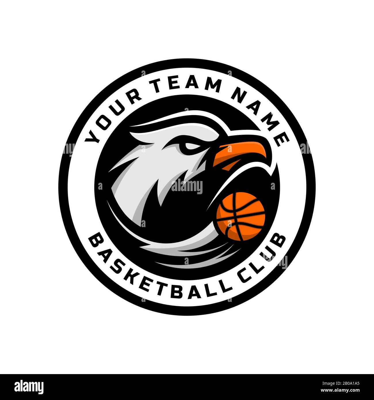 Logo Eagle Head pour le logo de l'équipe de basket-ball. Illustration vectorielle. Avec une combinaison de badges circulaires. Illustration de Vecteur