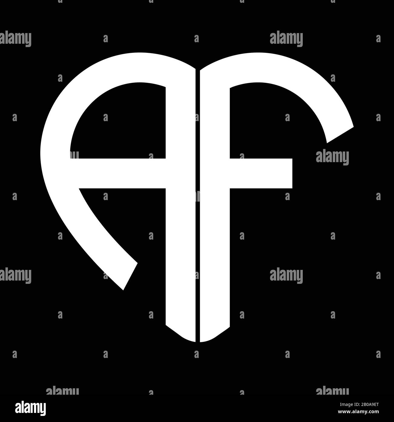 Logo monogramme en forme de coeur avec lettre A et lettre F Illustration de Vecteur