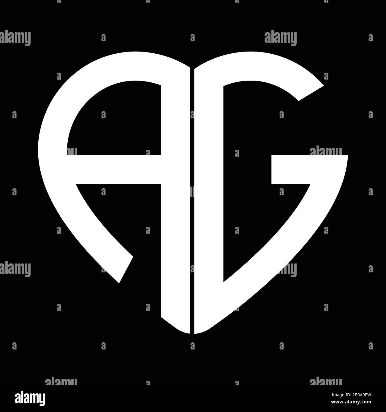 Logo monogramme en forme de coeur avec lettre A et lettre G Illustration de Vecteur