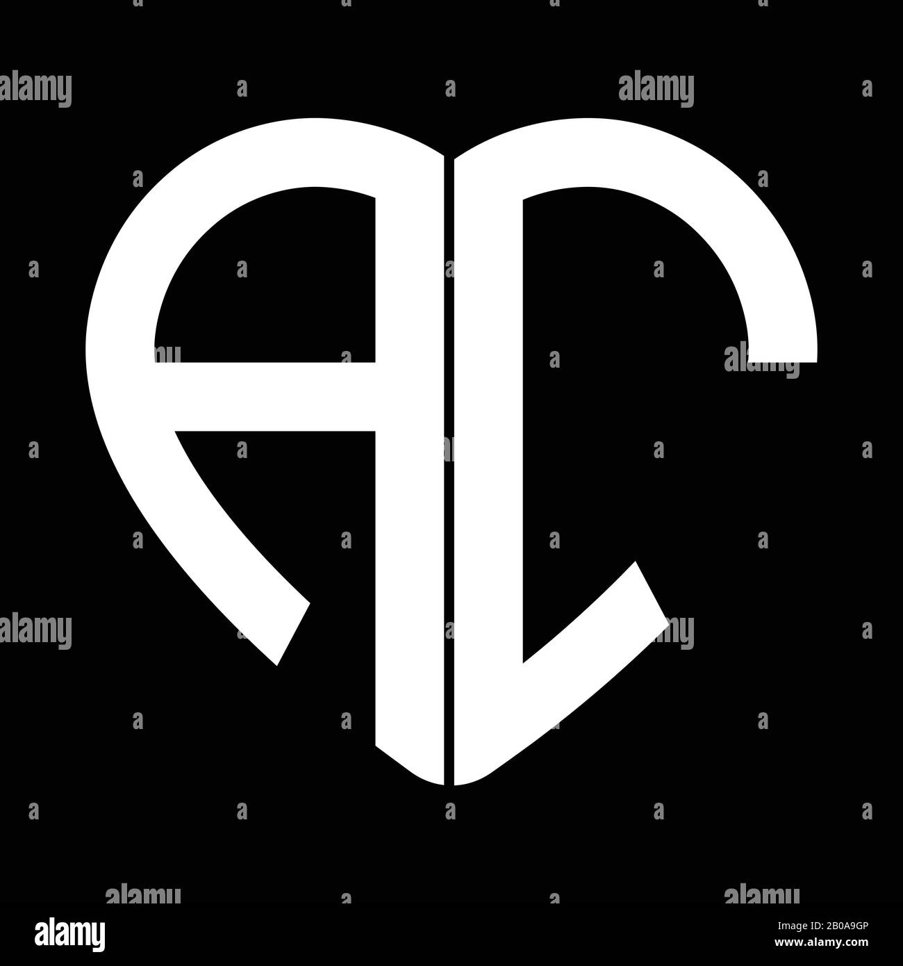 Logo monogramme en forme de coeur avec lettre A et lettre C Illustration de Vecteur