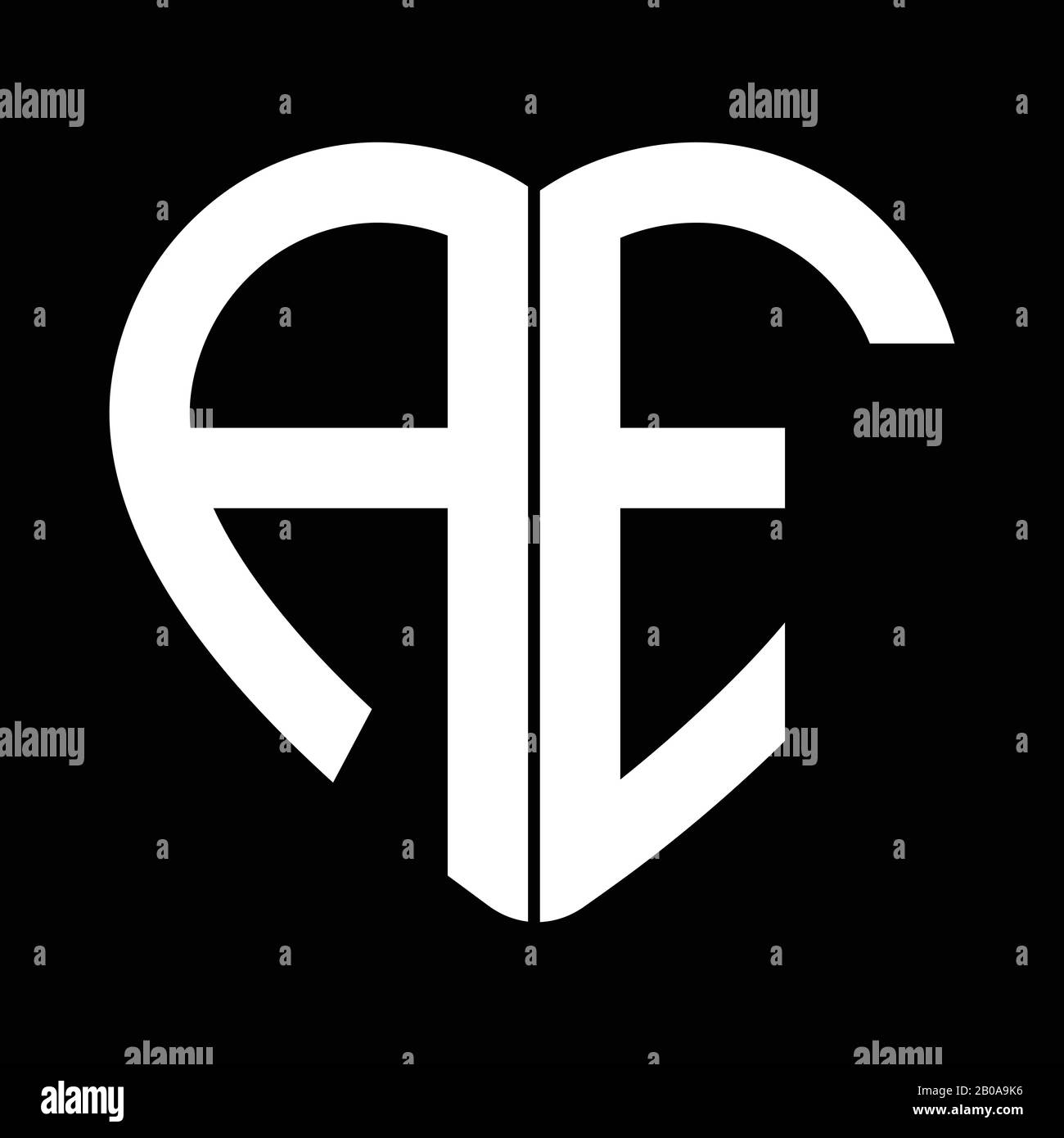 Logo monogramme en forme de coeur avec lettre A et lettre E Illustration de Vecteur