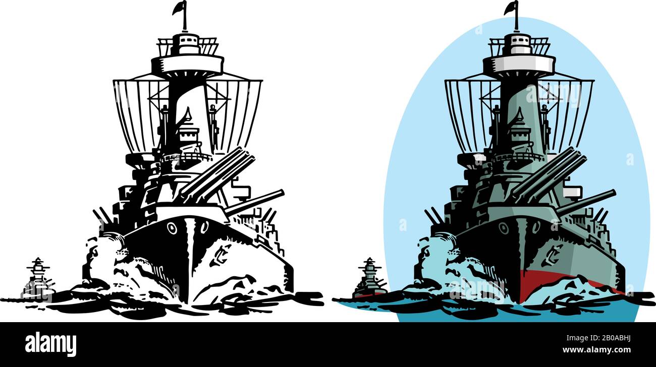 Un dessin du cuirassé naval américain de la seconde Guerre mondiale le USS North Carolina BB-55 Illustration de Vecteur Un dessin du cuirassé naval américain de la seconde Guerre mondiale le USS North Carolina BB-55 Illustration de Vecteur