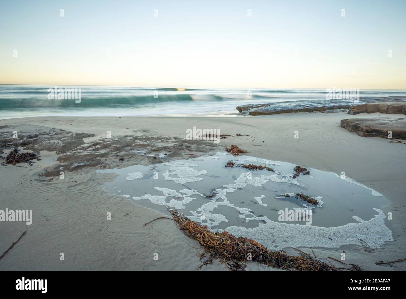 Matin d'hiver à la plage de Windansea. La Jolla, Californie, États-Unis. Banque D'Images