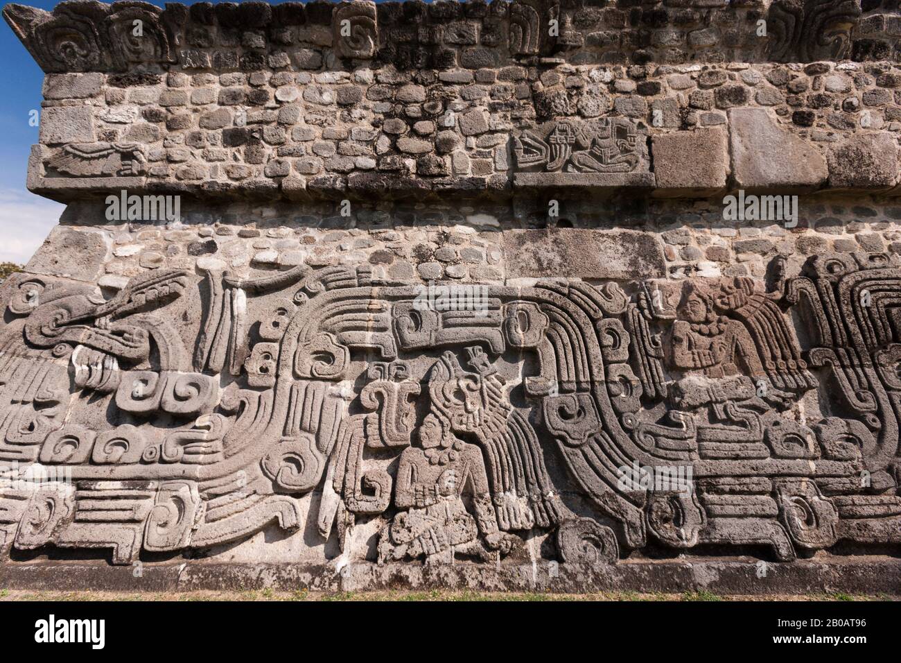 Temple du Serpent à plumes, relief, site archéologique de Xochicalco, Morelos, Mexique, Amérique centrale Banque D'Images