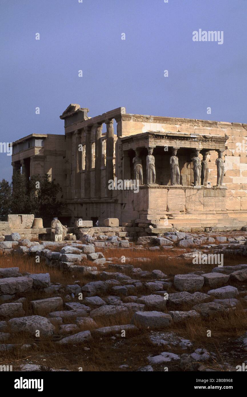 GRÈCE, ATHÈNES, ACROPOLE, ERECHTHEION Banque D'Images