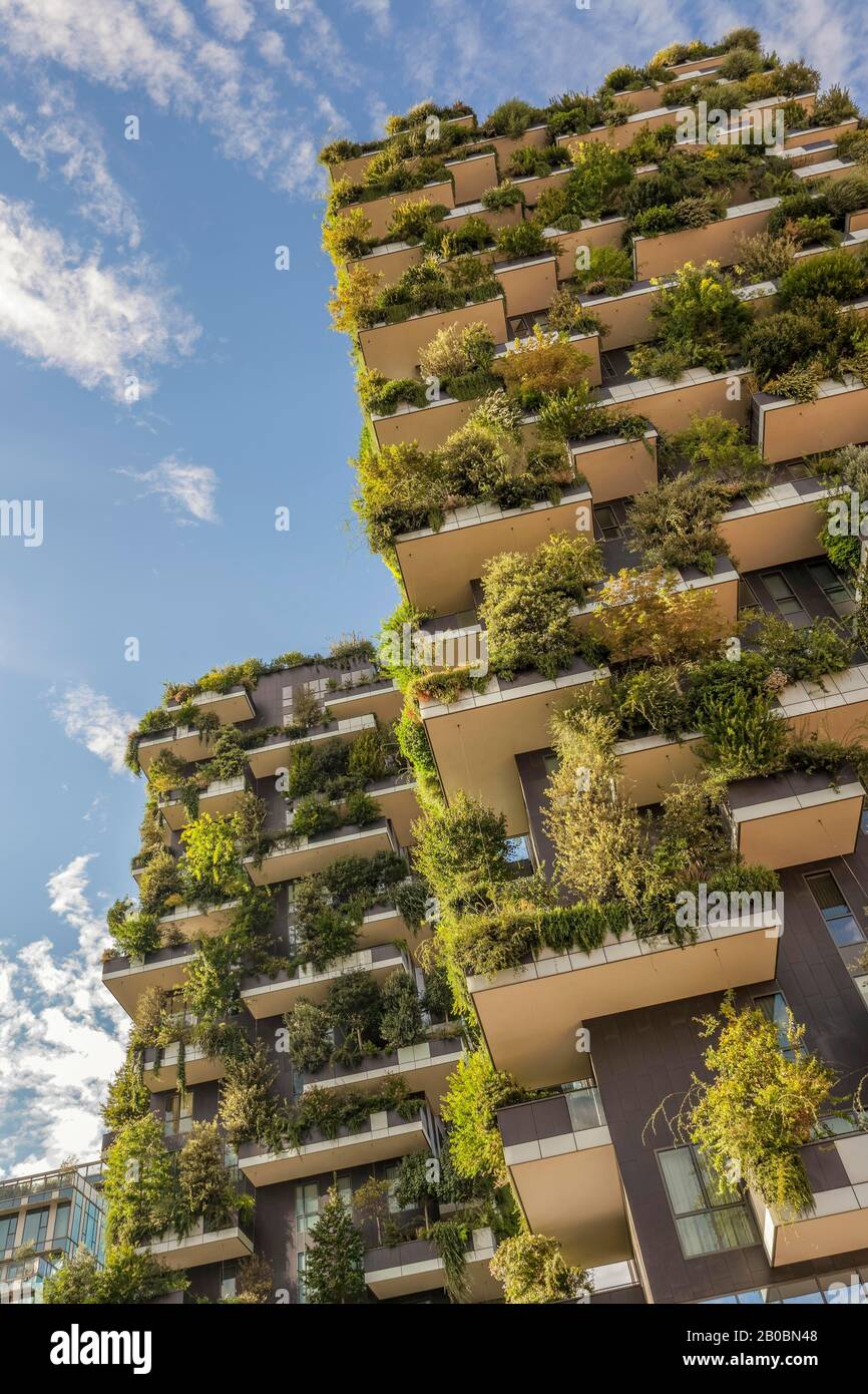 Bosco Verticale ou tours résidentielles à la forêt verticale, architecte Boeri, quartier de Porta Nuova, Milan, Lombardie, Italie Banque D'Images