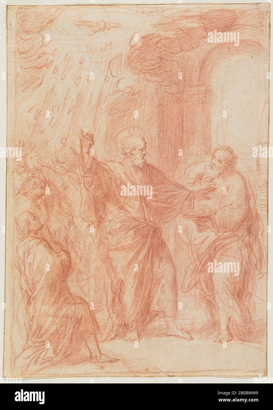 Pietro Antonio de Pietri, Peter Dénonçant Simon (recto), s. d., craie rouge sur papier, 10 3/8 po. X 7 3/8 po. (26,4 cm x 18,7 cm) Banque D'Images