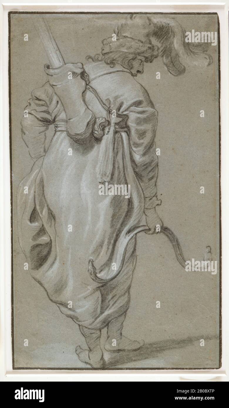 Jacob Adriaensz. Dos, étude d'un Archer, 1630-1635, craie noire et blanche sur papier bleu, 14 1/8 po. X 8 3/16 po. (35,88 cm x 20,8 cm) Banque D'Images Jacob Adriaensz. Dos, étude d'un Archer, 1630-1635, craie noire et blanche sur papier bleu, 14 1/8 po. X 8 3/16 po. (35,88 cm x 20,8 cm) Banque D'Images