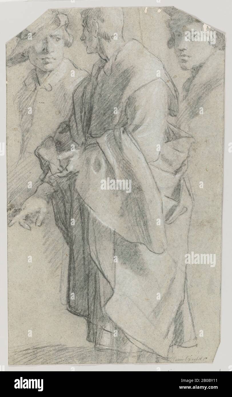 Cristofano Allori, Étude De Trois Figures Mâles, Ca. 1604, craie noire et blanche sur papier bleu, 16 3/8 po. x 10 po. (41,6 cm x 25,4 cm) Banque D'Images Cristofano Allori, Étude De Trois Figures Mâles, Ca. 1604, craie noire et blanche sur papier bleu, 16 3/8 po. x 10 po. (41,6 cm x 25,4 cm) Banque D'Images
