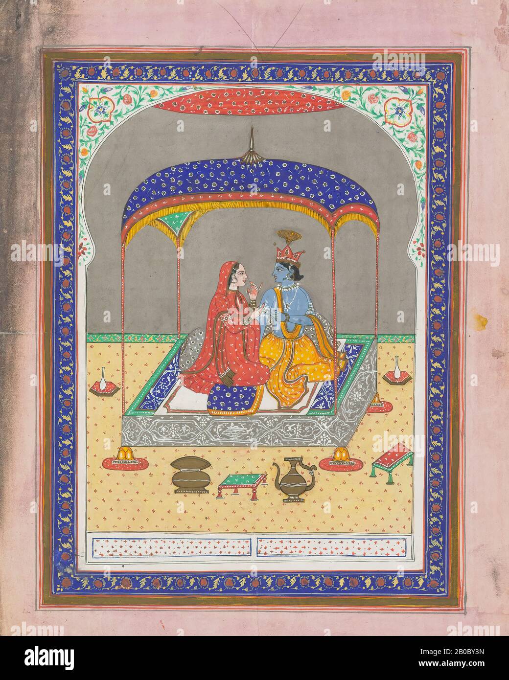 Inconnu Artist, Krishna et Consort, s.d., aquarelle sur papier Banque D'Images