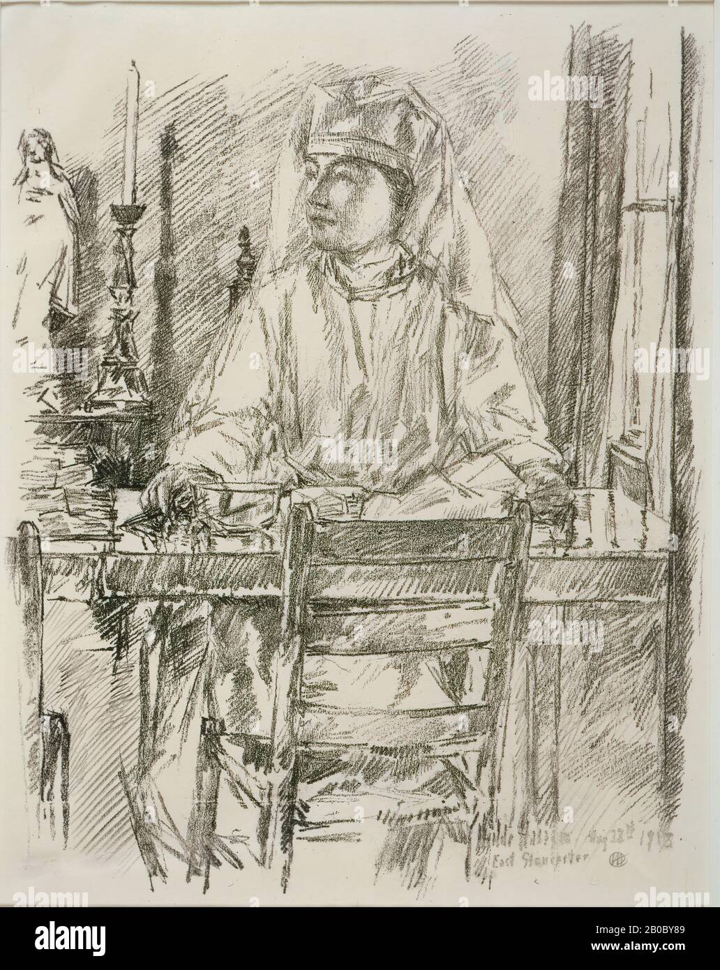 Childe Hassam, infirmière de la Croix-Rouge, 1918, lithographie sur papier, 12 po x 9 3/8 po. (30,48 cm x 23,81 cm) Banque D'Images