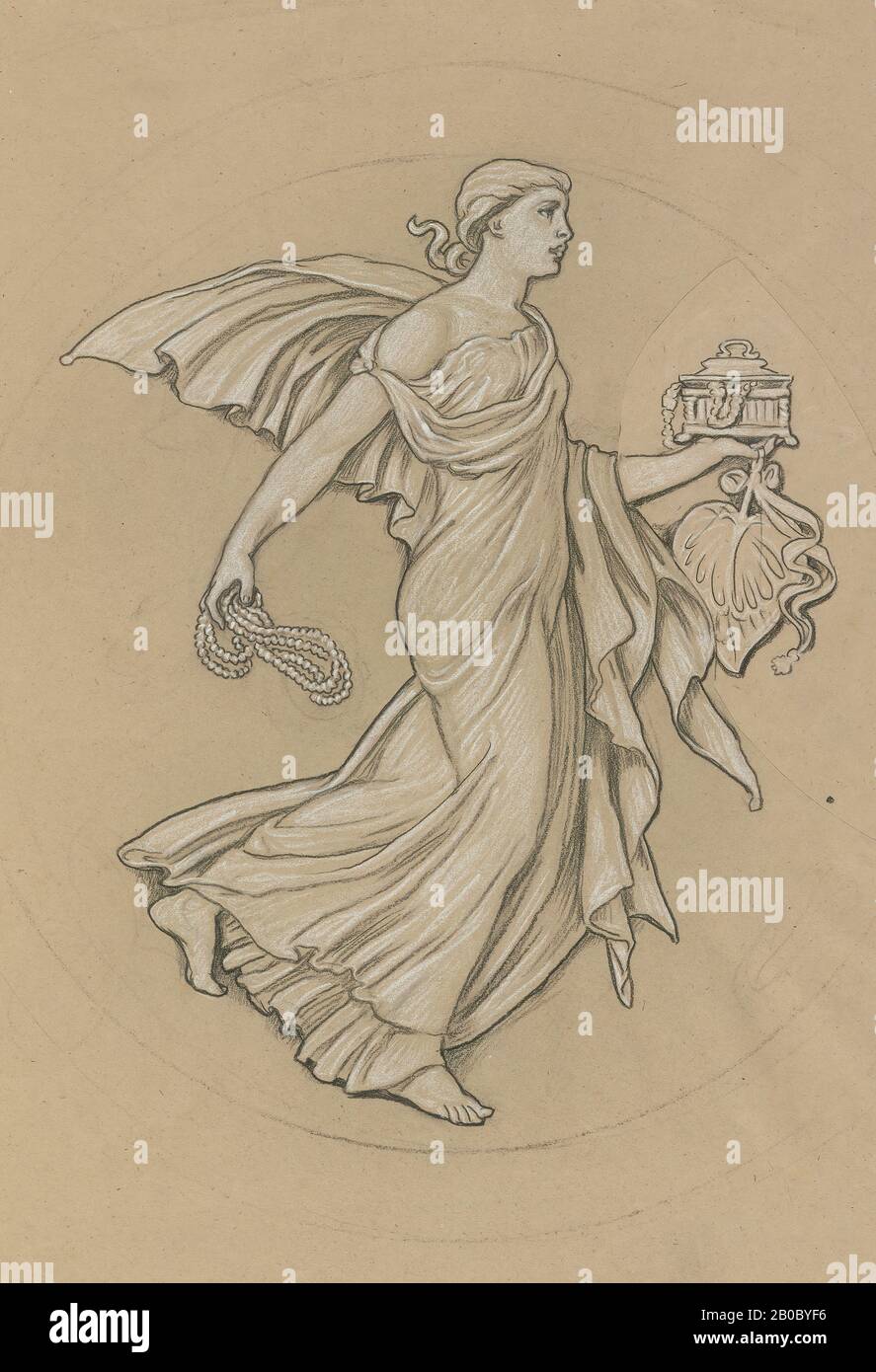 Elihu Vedder, femme à bijoux, 1836-1923, crayon sur papier, 16 po x 22 15/16 po. (40,64 cm x 58,3 cm) Banque D'Images