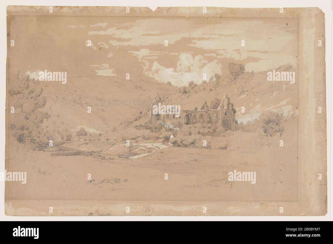 Jasper Francis Cropsey, Abbaye de Tintern sur le Wye, 1849, graphite et aquarelle sur du papier blanc cassé, 11 7/8 po x 18 1/4 po. (30,16 cm x 46,36 cm Banque D'Images