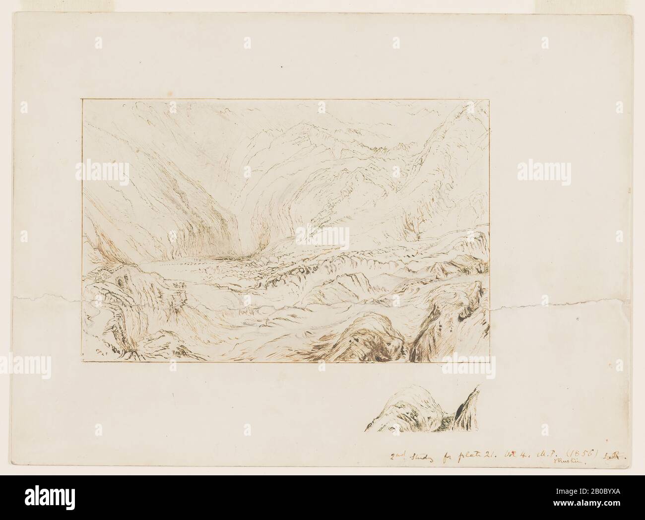 John Ruskin, le Col de Faido, 1856, encre noire et graphite sur carton de bristol blanc cassé, 7 1/2 po. X 10 5/16 po. (19,05 cm x 26,19 cm) Banque D'Images