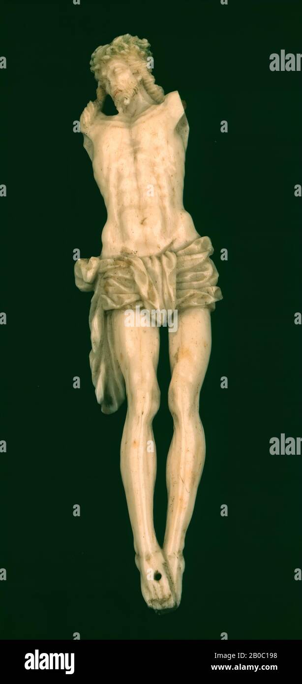 Artiste inconnu, figure du Christ d'un Crucifix (figure seulement), 1400-1600, ivoire, polychrome, 5 po. X 1 1/4 po. X 1/2 po. (12,7 cm x 3,17 cm x 1,27 cm Banque D'Images