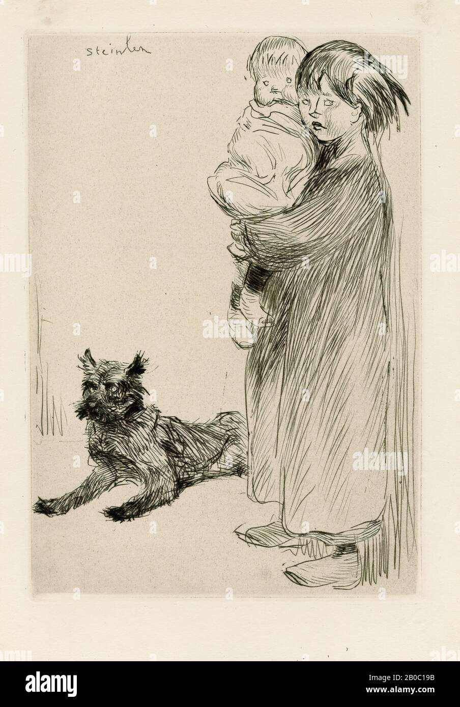 Théophile Alexandre Steinlen, la Grande Soeur, 1859-1923, gravure sur papier, 8 1/2 po. X 6 po. (21,59 cm x 15,24 cm) Banque D'Images