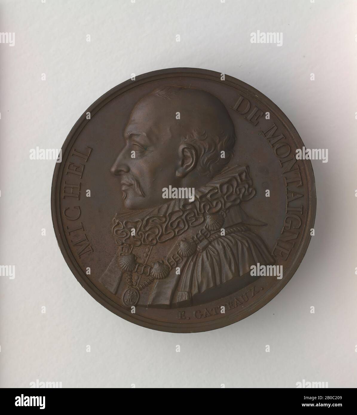 Jacques Edouard Gatteaux, Médaille Michel De Montaigne 1817, 1817, Bronze Banque D'Images
