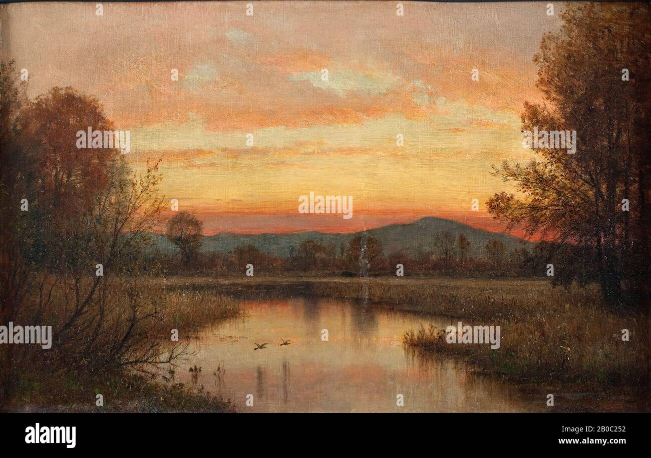 Worthington Whittredge, Twilight on the Marsh, s.d., huile sur toile, 14 po. X 22 1/8 po. (35,56 cm x 56,2 cm Banque D'Images