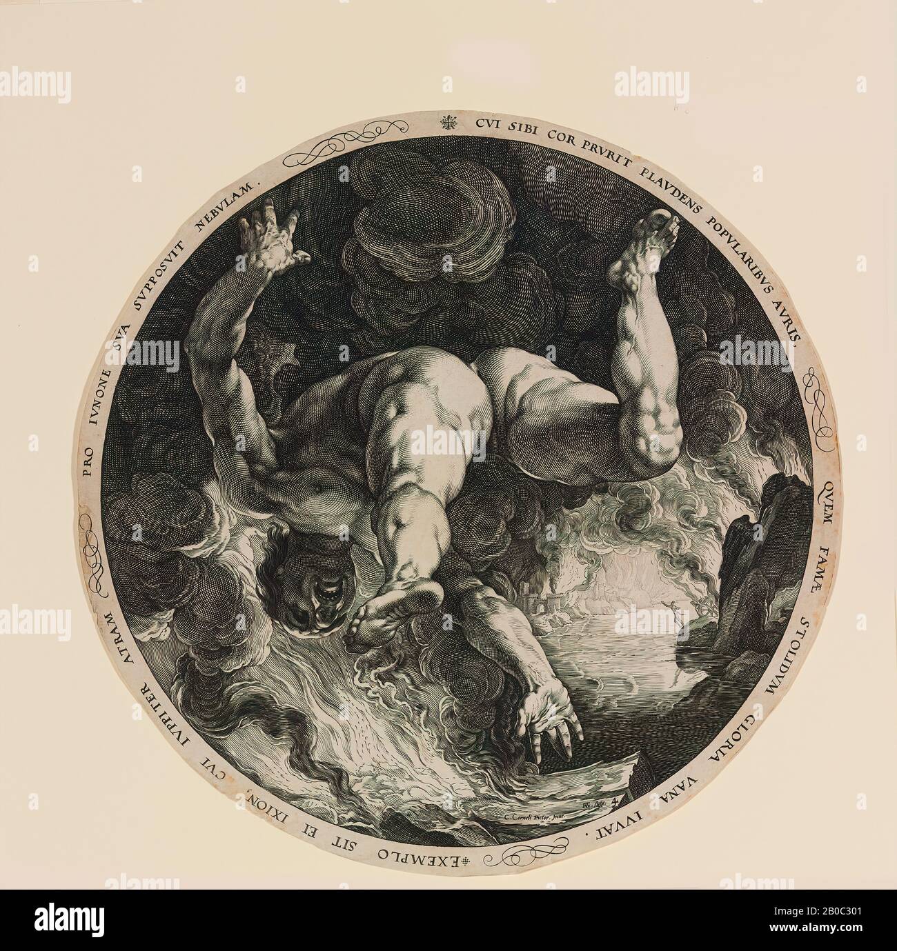 Hendrick Goltzius, Ixion, 1588, gravure sur papier crème ancien, 13 po. (33 cm Banque D'Images