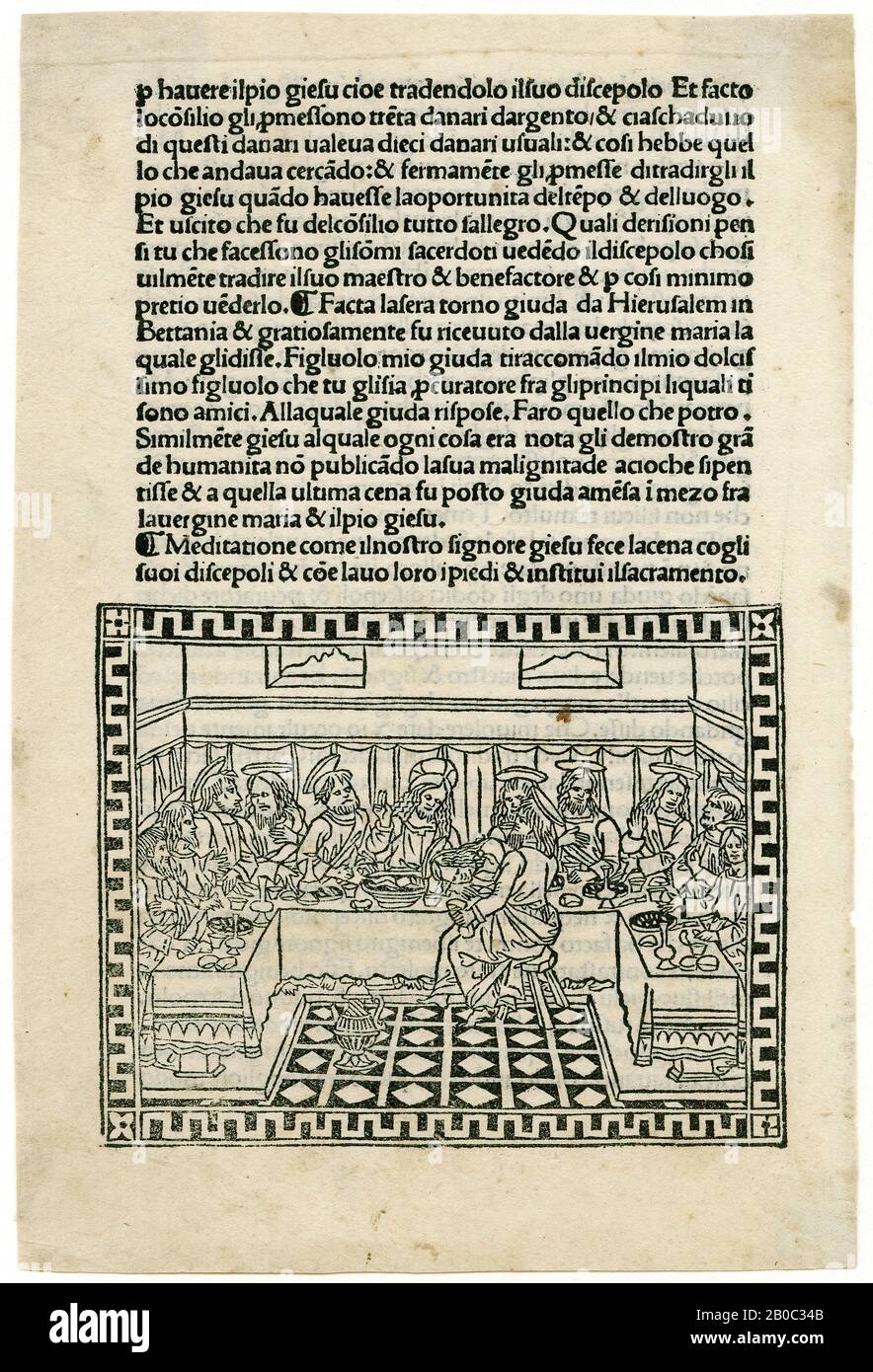 Artiste inconnu, The Last Supper, 1494, coupe de bois sur papier, 3 3/8 po. X 4 5/16 po. (8,5 cm x 10,9 cm) Banque D'Images