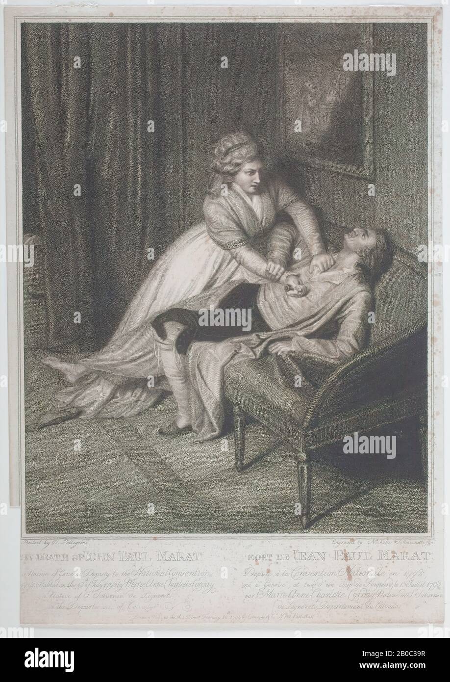 Nicholas [Niccolò] Schiavonetti, la mort de Jean Paul Marat / mort de Jean Paul Marat, 1794, gravure à crépi sur papier, 14 3/16 po. X 10 po. (36,04 cm x 25,4 cm Banque D'Images
