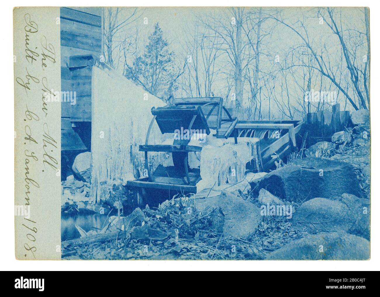 Artiste inconnu, Watermill Construit par C. A. Sanborn, 1908, s. d., cyanotype carte postale Banque D'Images