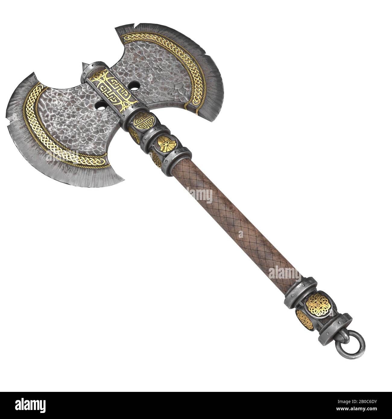 fantasy iron ax sur un fond blanc isolé. illustration 3d Banque D'Images