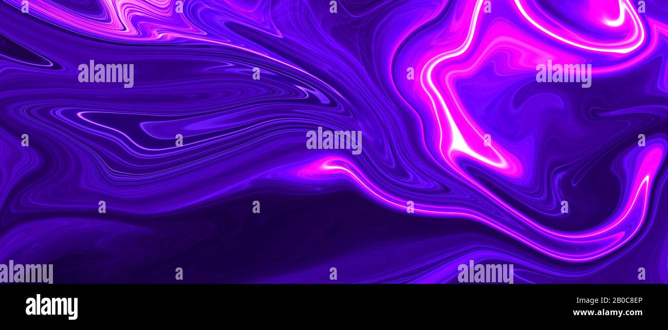 peinture à l'huile de couleur liquide noir et blanc violet. arrière-plan et texture abstraits. bannière d'illustration. écran large extrême. Banque D'Images