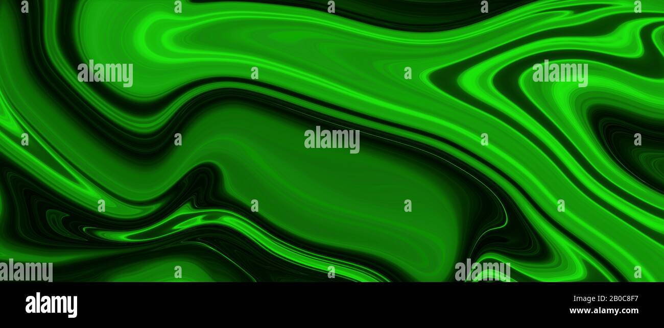 peinture à l'huile de couleur liquide verte et noire. arrière-plan et texture abstraites. bannière d'illustration. écran large extrême. Banque D'Images