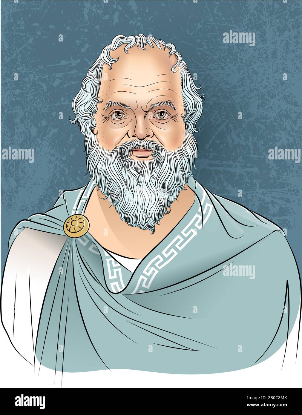 Portrait de vecteur ligne Socrates avec l'art grec classique (philosophe athénien). Illustration de Vecteur