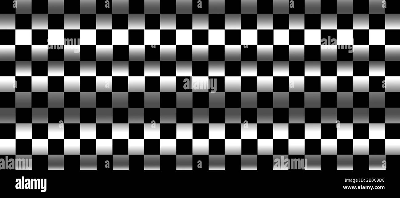 drapeau à damier blanc et noir pour fond de course et texture. bannière d'illustration tridimensionnelle. rapport écran large extrême. Banque D'Images