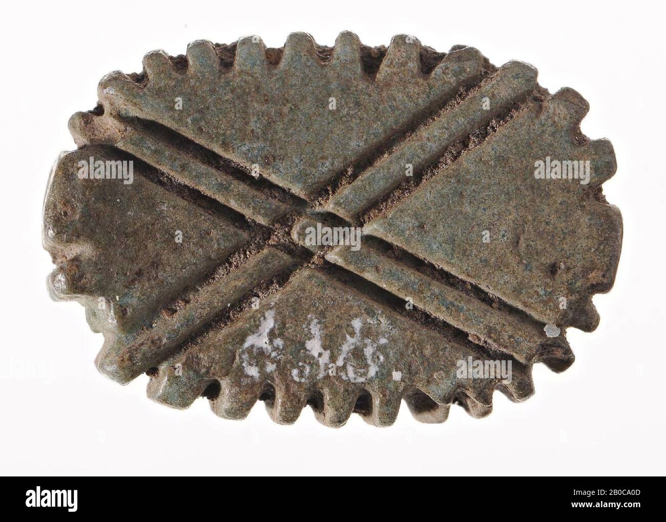 Plaque, striée, diagonale, phoque, plaque, foi, 1,8 cm, Egypte Banque D'Images