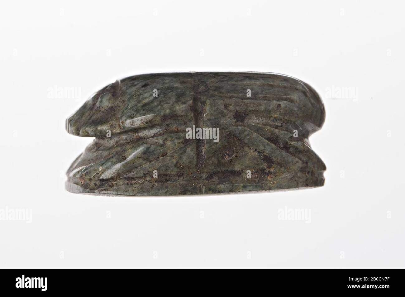 Carabe abdominal, plat, phoque, scarabée, pierre, jasper (vert), 3,4 cm, Egypte Banque D'Images