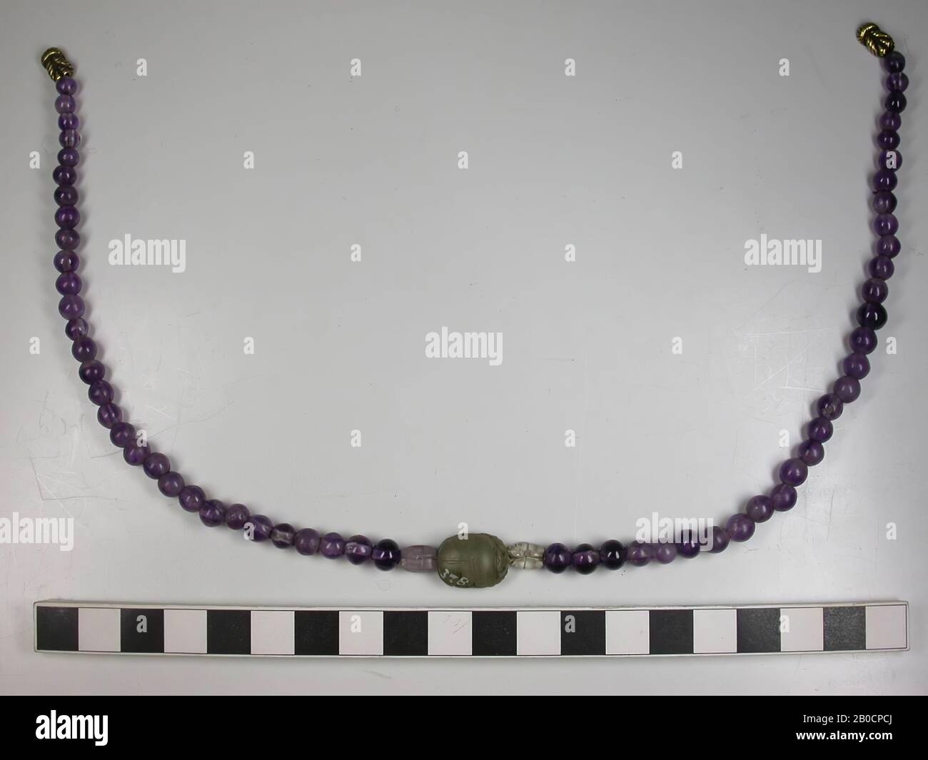 Collier, serrure, scarab, collier, or, améthyste, cristal de roche, serpentine, longueur: 42 cm, Egypte Banque D'Images