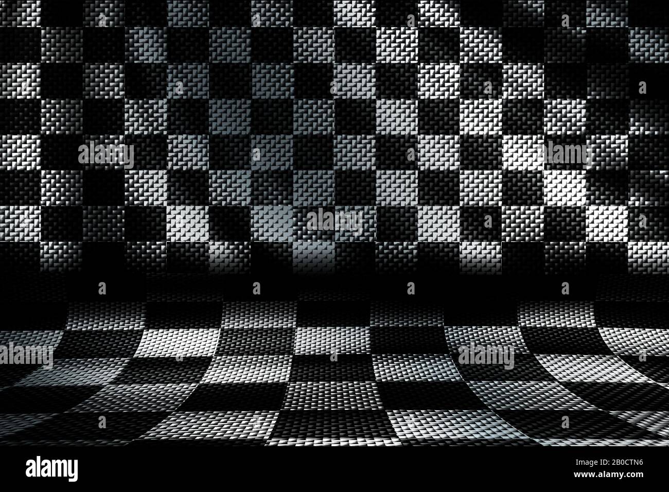 fond en fibre de carbone blanche et noire. motif à damier. conception de matériaux d'illustration en relief. style de course sportive. Banque D'Images