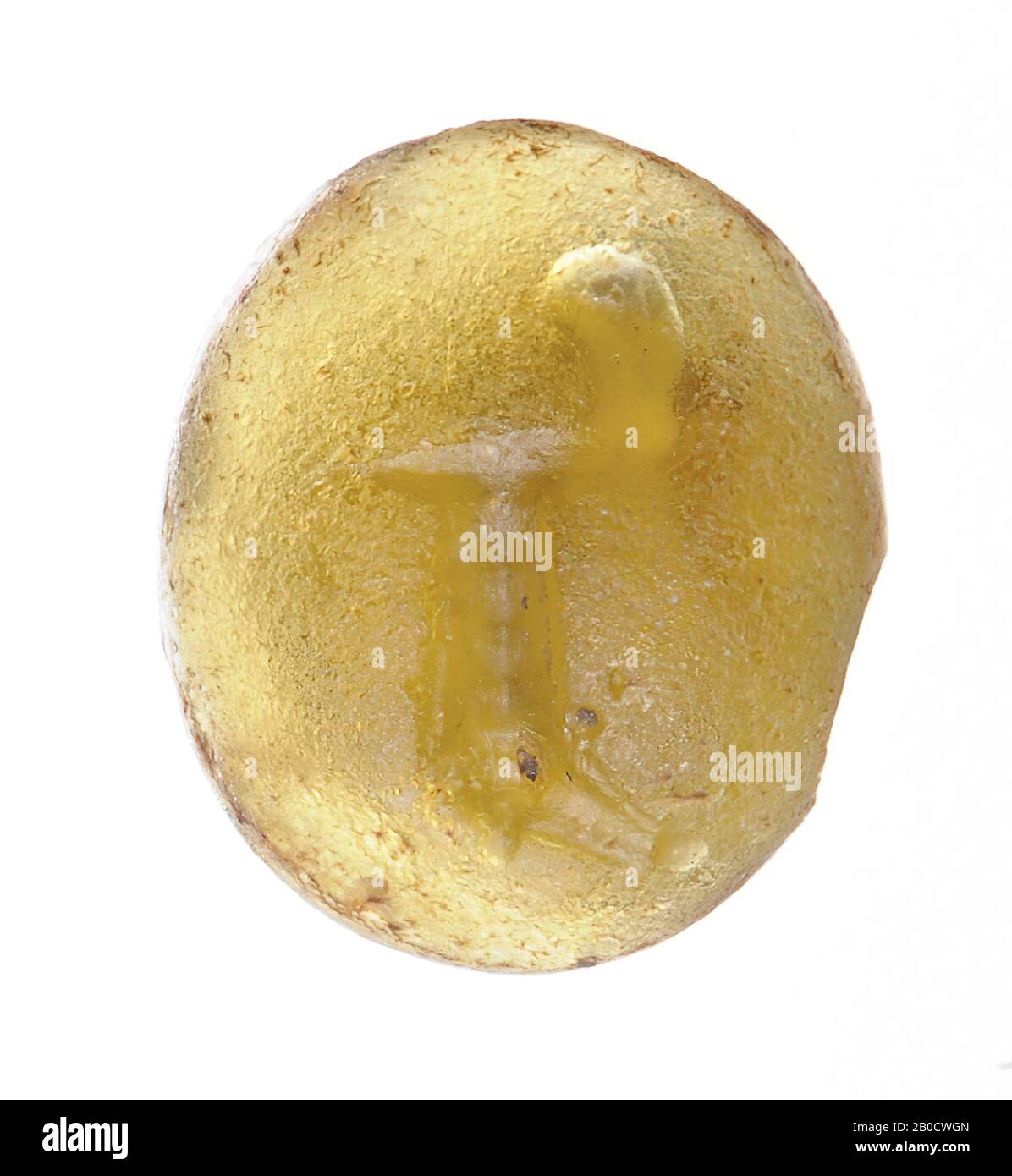 VZ: Barre (?), Gem, intaglio, pierre circulaire, pâte de verre, couleur:  Jaune, forme: Ovale, usinage: Avant convexe, méthode de fabrication: Non  clair, 11 x 9 mm, D. 2.5 mm, 2ème - 1ère