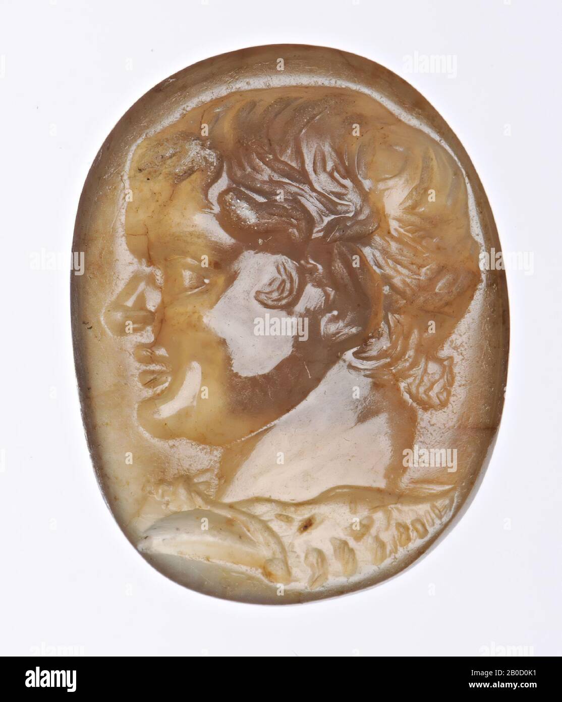 VZ: Buste de satyr et profil à gauche, couronne dans les cheveux et le vêtement de coiffure, bijou, intaglio, agate, couleur: Gris brunâtre, forme: Rectangulaire, traitement :, style: 22 x 16 mm, D. 4 mm, wt. 1,81 gr., xviiie siècle 1700-1800 Banque D'Images