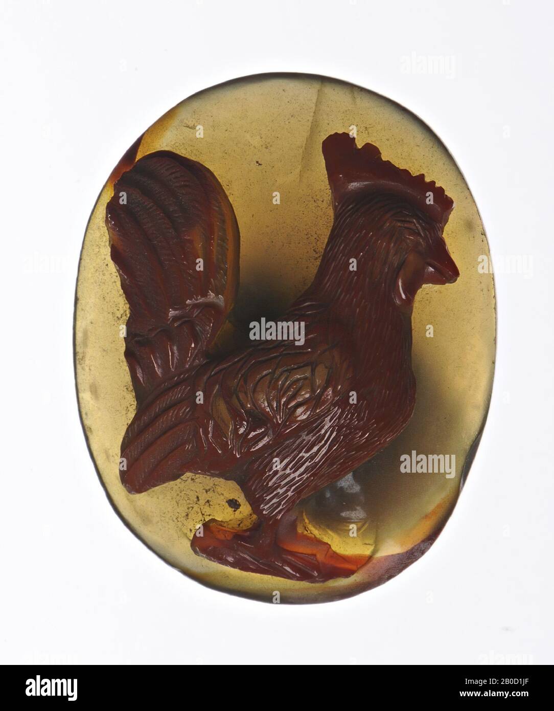 VZ: Rooster debout à droite, caméo, agate, 2 couches, couleur: Rouge Banque D'Images