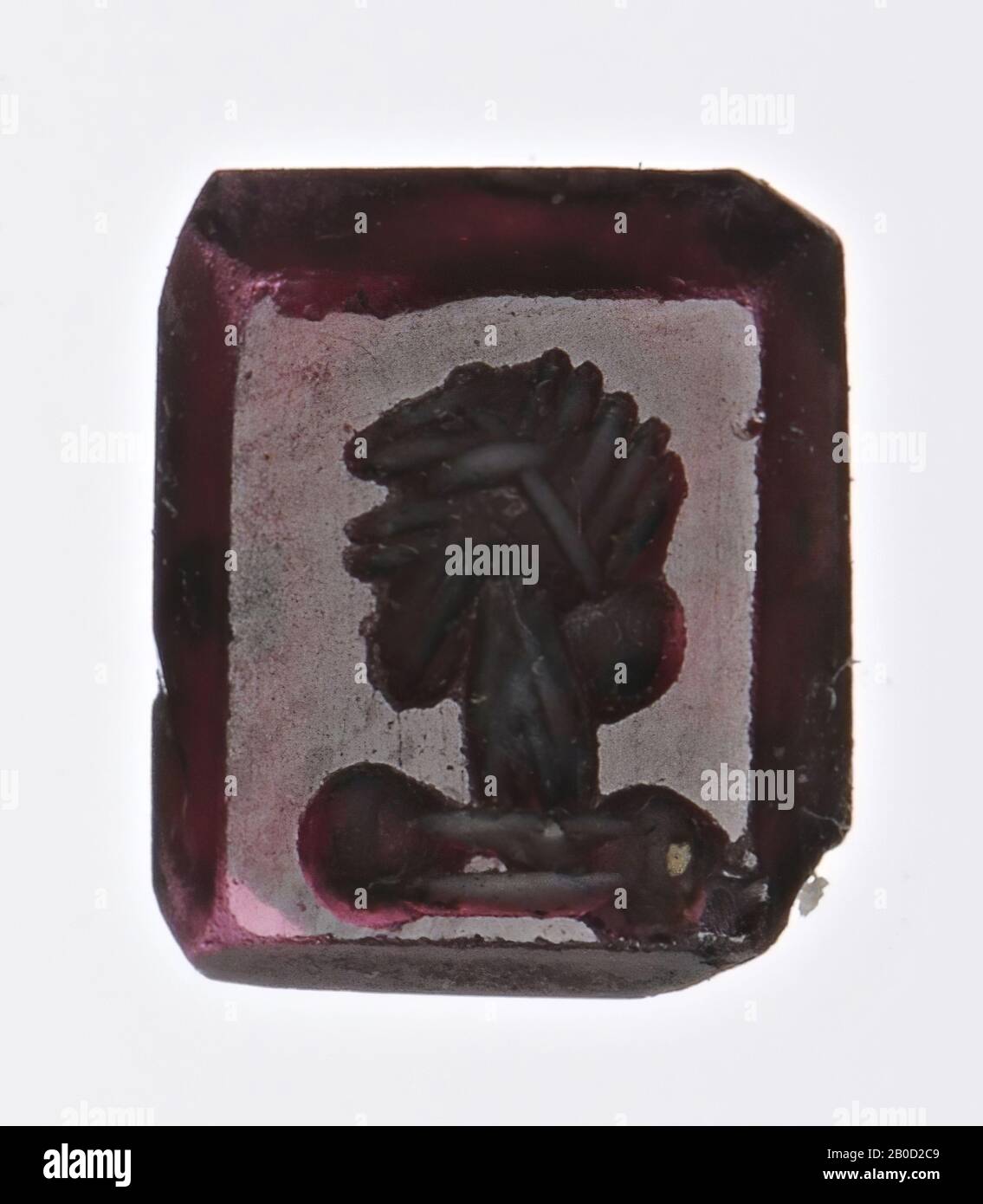 Ex: Buste de l'homme et profil à gauche, gemme, intaglio, grenat, couleur: Rouge, forme: Rectangulaire, debout, traitement:, méthode de fabrication:, 8 x 6,5 mm, D. 2 mm, poids . ? GR., 5ème - 7ème siècle AD. 400-700 Banque D'Images