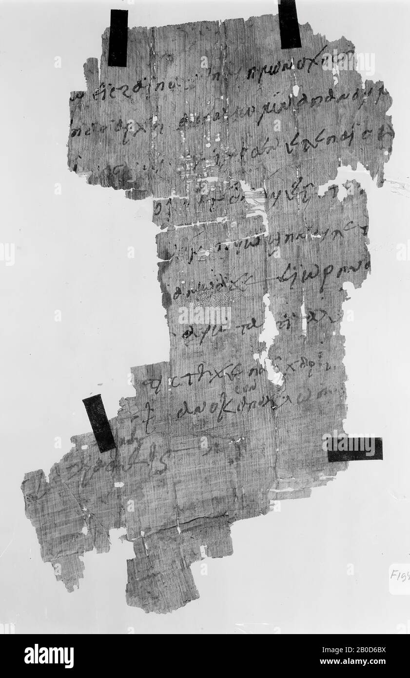 Contrat, son, Chares, Paulos, Apollo, apa Noumenios, A: Mode de cadrage: Papyrus entre plaques de verre, B: Classification :, 1. Nombre de colonnes : recto 1 Banque D'Images