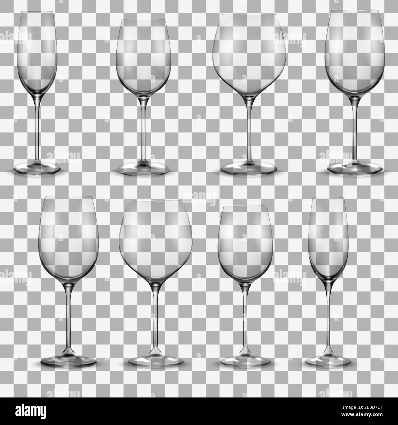 Ensemble verre à vin transparent. Verres à vin. Vecteur réaliste Image  Vectorielle Stock - Alamy